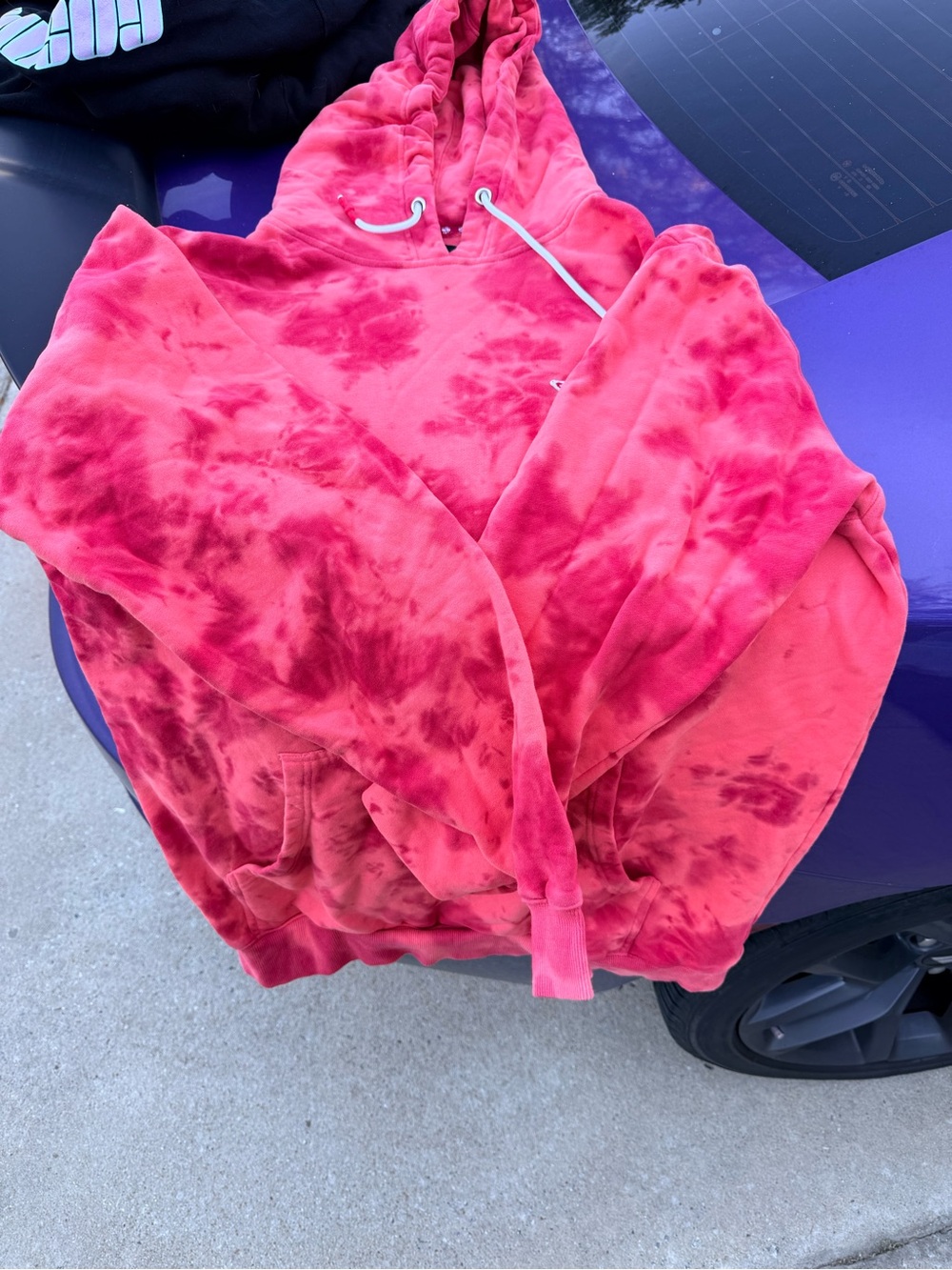 Tie-Dye Pink - Red  Pullover Hoodie for Women